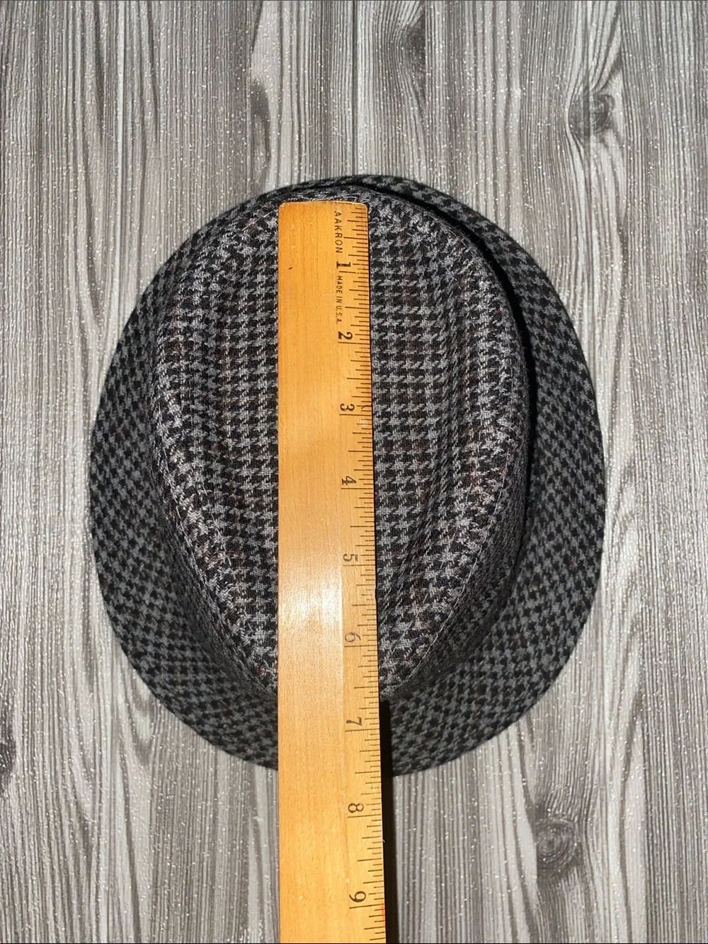 Houndstooth Fedora Hat in Gray & Black NWOT